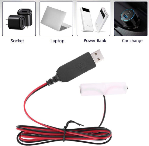 T-HOT AA Battery Eliminator Power Supply Adapter, 1m USB Power Supply Cable,1.5V - 6V, 4 Types for Choose, Replace 1 to 4pcs AA Battery...