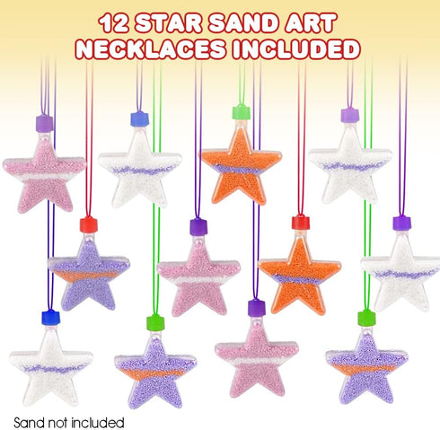 ArtCreativity Star Sand Art Bottle Necklaces, Pack of 36, Sand Art Craft Kit with Shaped Bottles, Craft Party Supplies and Party Favors for Kids -...