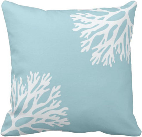 Emvency Throw Pillow Cover Hue Sea Coral Silhouettes Coastal Beach Light Blue Ocean Starfish Shell Decorative Pillow Case Home Decor Square 20 x 2...