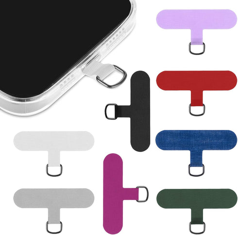 8Pcs Phone Lanyard Patch, Universal Cell Phone Fabric Canvas Patch Pad Sticker Anti-Lost Attachment Hanging Metal Ring Replacement for Smartphone ...