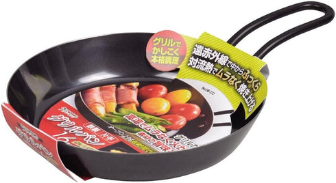 Pearl Metal HB-372 One Hand Grill Pan, 6.3 inches (16 cm), Recipe Included, Induction Compatible, Iron, Racking, Made in Japan...