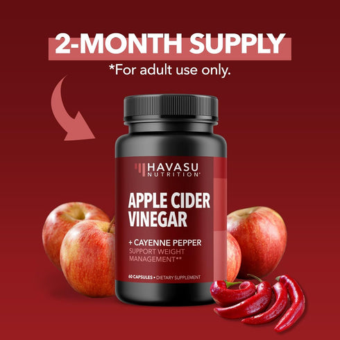 HAVASU NUTRITION Apple Cider Vinegar Capsules with 500mg Apple Cider Vinegar and 20mg Cayenne Pepper - Bloating Relief and Appetite Suppressant; N...