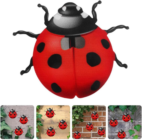 Luxshiny 2pcs Metal Garden Decor for Outside Cute Ladybugs Yard Art Lawn Ornaments Wall Sculptures Statues Fence Patio Garden Outdoor Decorations ...