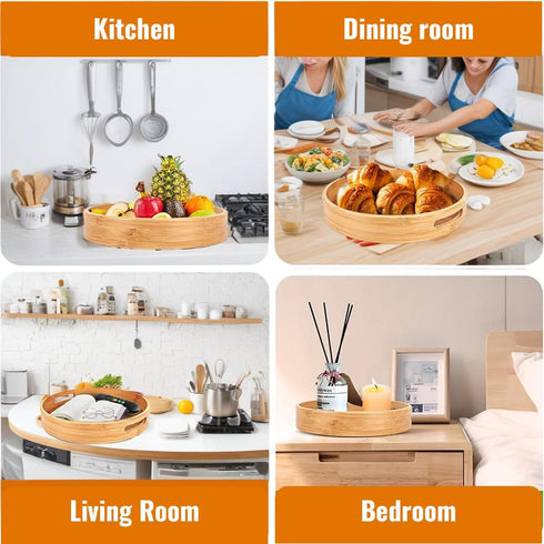 Bamboo Tray Organizer – Spice Rack Organizer Bamboo Tray for Kitchen Pantry Storage Cabinet Dining Table Refrigerator Bathroom Storage (25cm)...