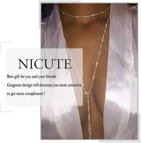 Nicute Rhinestone Long Necklaces Chain Crystal Star Y-Necklace Sexy Body Jewelry for Women...