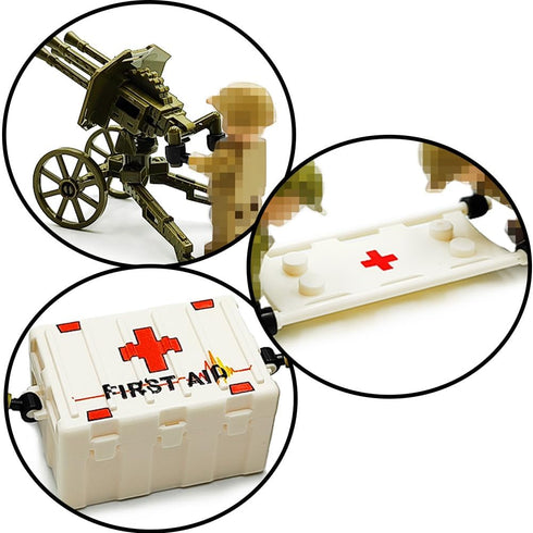 WW2 Weapon Sets Military Accessories Kits Building Block Toys Include Camouflage Gun Parts for Corps Equipment Compatiable with Mini Figure Brick ...