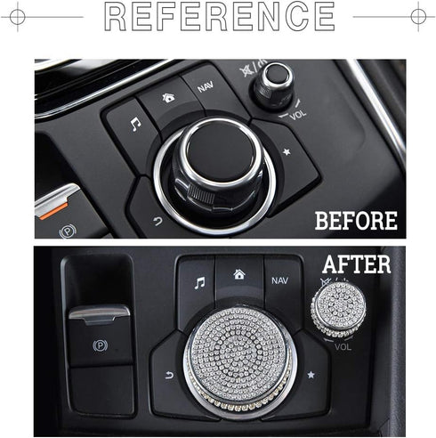 1797 Multimedia Volume Knobs Covers Compatible with Mazda Bling Accessories Caps Decals Stickers 3 6 CX3 CX5 CX9 2016 2019 2020 2021 Interior Insi...