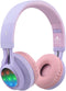 Riwbox WT-7S Kids Bluetooth Headphones Light Up, Foldable Stero Wireless Headset with Microphone and Volume Control for PC/Tablet/TV/Travel (Purpl...