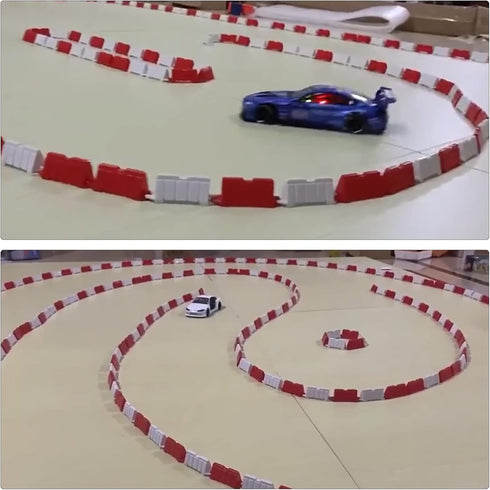 Hobby Fans 120 Pieces RC Car Racing Track Drift Runway Drift Field Fence for 1/14 1/16 1/18 1/24 1/28 Mini RC Car (Red+White)...