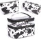 FITINI 3 Pieces Makeup Bags Double Layer Travel Large White Cows Cosmetic Cases Organizer Toiletry Bags Waterproof Small Zipper Pouch for Women Ma...
