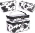FITINI 3 Pieces Makeup Bags Double Layer Travel Large White Cows Cosmetic Cases Organizer Toiletry Bags Waterproof Small Zipper Pouch for Women Ma...