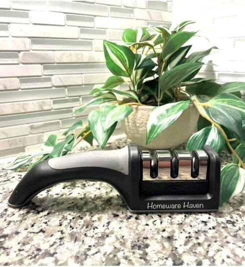 Homeware Haven Kitchen Knife Sharpener | Knife Sharpener | 3 Stage Knife Sharpener | Sharpener | Tungsten Steel Sharpener | Ceramic Sharpener | Di...