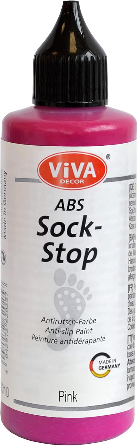Viva Decor ABS Sock Stop (2.77 Fl oz, Pink) - Fabric Paint for Non-Slip Socks, Bath Mats & More - Latex-Free, Water-Based, Washable - For Grip Soc...