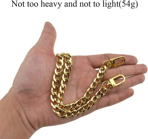HAHIYO Purse Chain Strap 15.7 Inches Yellow Gold for Shoulder Cross Body Sling Handbag Clutch Replacement Comfortable Flat 0.4" Wide 2.4mm Extra T...