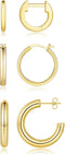 14K Gold Plated Hoop Earrings for Women, 3 Pairs Lightweight Chunky Gold Hoops Earrings Set, Hypoallergenic Trendy Small Huggie Gold Earring Jewel...
