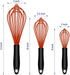 Dishwasher Safe Silicone Whisk, Sealed Waterproof Design Set of 3, Professional Kitchen Whisks for Cooking Non-Scratch, Silicone & Stainless Steel...