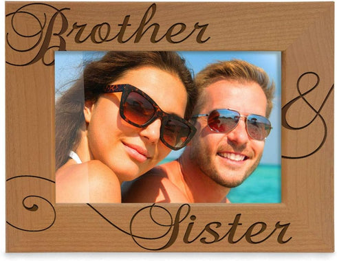 KATE POSH - Brother & Sister Engraved Natural Wood Picture Frame, Siblings Gifts, Wedding Gifts, Little Sister, Little Brother, Big Sister, Big Br...