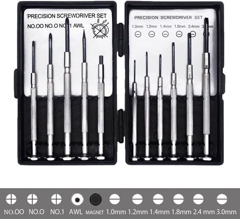 11 PCS Mini Screwdriver Set, Small Screwdriver Set of Flathead and Phillips Screwdrivers, Screwdriver Set for Glasses, Watch, Phone, Toys, Compute...