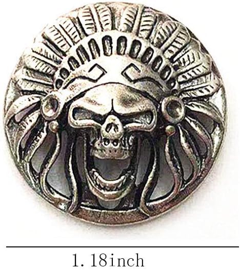 brandname Duolai 10pcs Antique Indians Skull Head Carving Craft Purses Leather Decoration Conchos Buttons Metal Stud Screw Back Rivet Personality ...