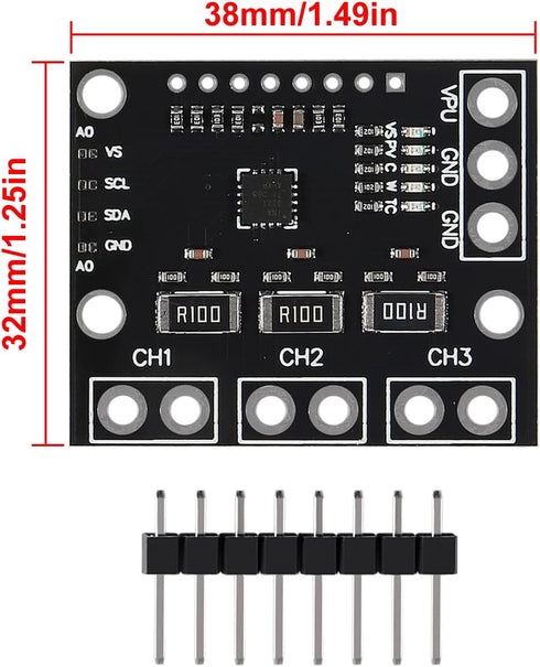 DIANN 2pcs I2C INA3221 Triple-Channel Shunt Current Voltage Monitor Sensor Re INA219 Module with Cable (Black)...