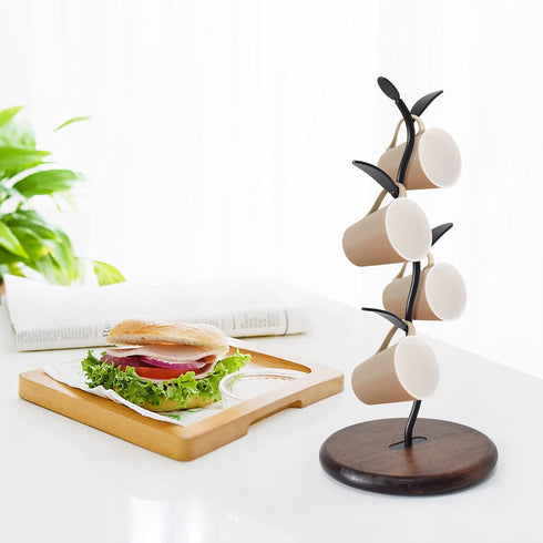 CUKE2BEET Mug Tree Stand, Countertop Coffee Mug Holder Tree Mug Rack Tea Cup Organizer with Wooden Base for Coffee Counter Bar and Kitchen...