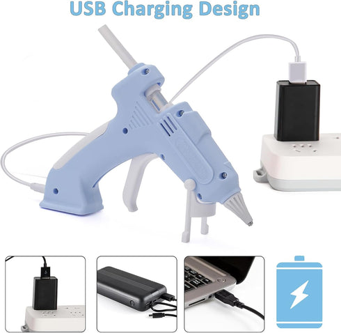 Cordless Hot Glue Gun Glue Gun Fast Preheating Gun Kit with 20 Pcs Sticks USB Rechargeable Cordless Glue Gun for Quick Home Repairs, Arts, Crafts,...