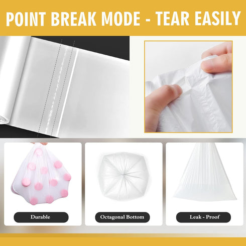 105 Count Small Trash Bags, 4 Gallon Garbage Can Liners - Unscented Wastebasket Trash Bags for Bathroom, Kitchen, Bedroom, (15 Liter)...