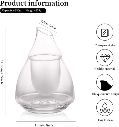 Bincoo Cold Brew Coffee Maker, 180ml/6 oz Iced Coffee Maker Double Borosilicate Glass, separate inner chamber and jug Iced Tea Maker Cold Brew Cof...