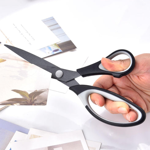 Craft Scissors Set of 3, Sharp All Purpose Scissor, Titanium Teflon Non-Stick Stainless Steel Blade, Rubber Soft Grip Handle,Great for Office Home...