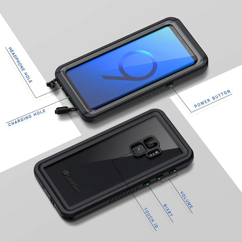 Lanhiem for Samsung Galaxy S9 Case, IP68 Waterproof Dustproof Case with Built-in Screen Protector, Rugged Full Body Shockproof Protective Phone Co...