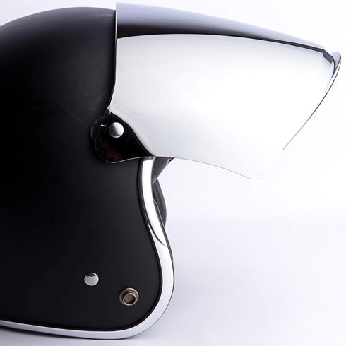 Flip Shield Visor for 3-Snap Motorcycle Half Open Face Helmets (Chrome Mirror)...