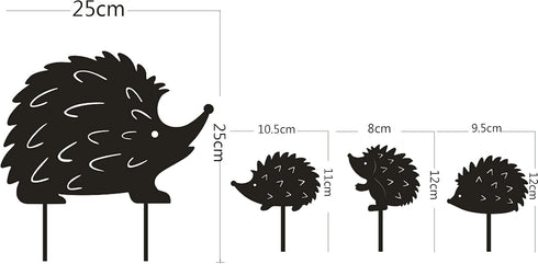 Hedgehhog Decorative Garden Stakes Metal Garden Statues Small Cute Silhouette Stake for Yard Outdoor Garden Lawn Decoration, Set of 4...