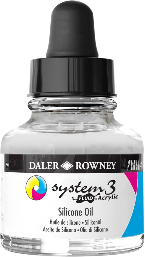 Daler Rowney System3 29.5ml Silicone Oil for Acrylic Pouring Fluid Acrylic Medium - Multiuse Silicone Oil for Cell Effects - Liquid Silicone for A...