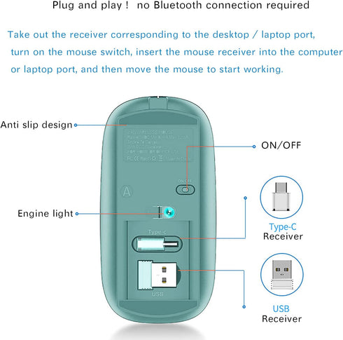 Wireless Mouse for MacBook Pro MacBook Air MacBook Laptop Mac iMac Desktop Computer Chromebook Win7/8/10/11 PC HP Dell Laptop (Blue)...