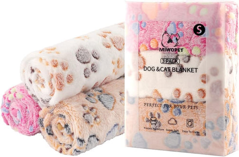 3 Pack Cat and Dog Blanket Soft & Warm Fleece Flannel Pet Blanket, Great Pet Throw for Puppy, Small Dog, Medium Dog & Large Dog (Small)...
