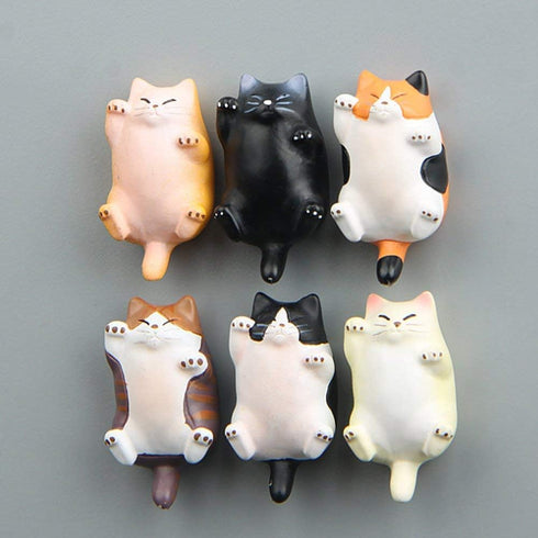 CHICHIC 6 Pack Fun Cat Refrigerator Magnets Office Magnet, Kitchen Decor Fridge Cat Ornament, Perfect for Whiteboard, Refrigerator, Map, Notes, Ca...