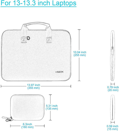 Hseok 13-14 Inch Laptop Case with Handle and Small Case,Water Resistant Durable Laptop Bag for MacBook,HP,ASUS,Dell,Lenovo,P02K01...