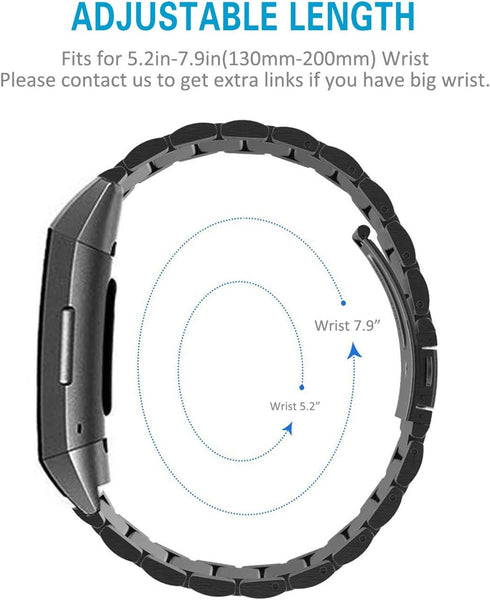 Compatible with Fitbit Charge 3 / Fitbit Charge 4 / Fitbit Charge 3 SE Bands for Men Women, Waterproof, Comfortable, Stainless Steel Metal Replace...