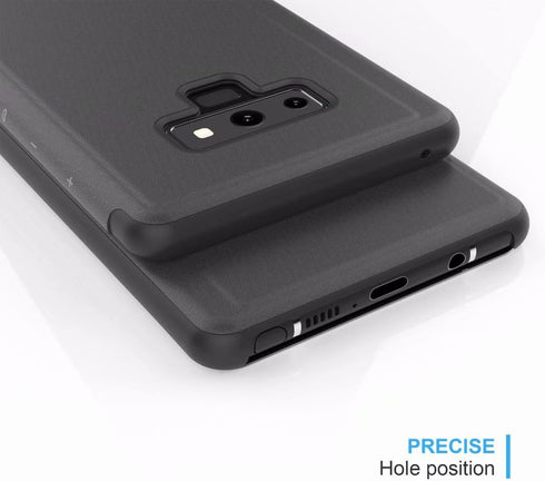 Omorro Case for Galaxy Note 9 Luxury Clear View Electroplate Mirror Makeup Design Flip Wallet 360 Full Body Built-in Screen Protection Slim Hard M...
