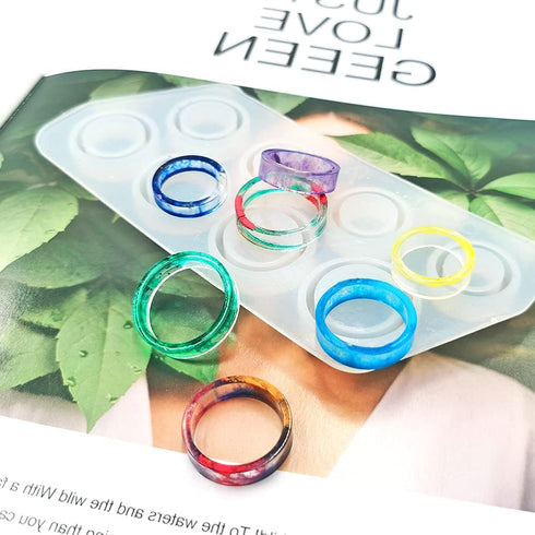 3Pcs Different Shapes Silicone Resin Ring Mold, SENHAI 8 Sizes Ring Jewelry Resin Casting Mold, for DIY Rings, Earrings, Necklace Pendants, Keyrin...