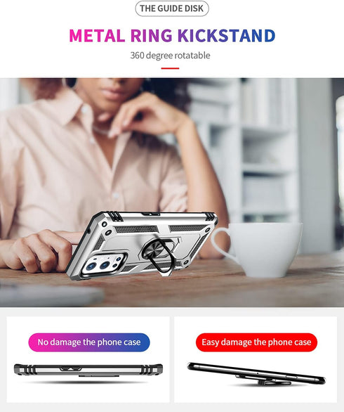 Military Grade Drop Impact for Oneplus 9 Pro Case Oneplus 9 Pro 5G Case 360 Metal Rotating Ring Kickstand Holder Armor Heavy Duty Shockproof for O...