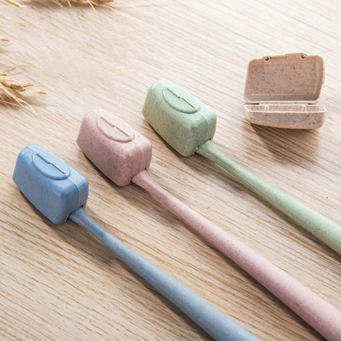 Multicolor Mini Toothbrush Head Covers, 4 Pack, Straw Portable Tooth Brush Holders for Travel, Household, Bathroom...
