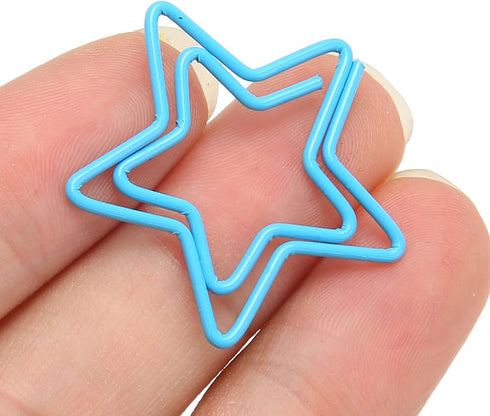 Star Paper Clips, 100pcs Blue Star Paper Clips Bookmarks Cute Paper Clips Small Paperclips for Office School Paper Files Organizing...