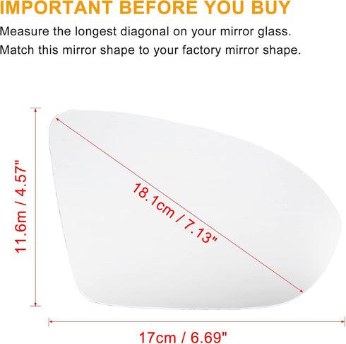 X AUTOHAUX Car Rearview Right Passenger Side Heated Mirror Glass Replacement W/Backing Plate for Chevrolet Cruze 2016-2019...