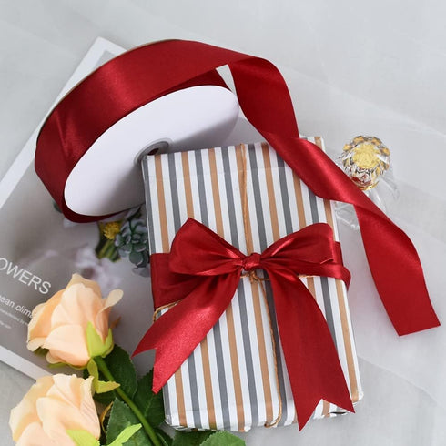 TONIFUL 1-1/2 Inch (40mm) x 100 Yards Dark Red Claret Wide Satin Ribbon Solid Fabric Ribbon for Gift Wrapping Chair Sash Valentine's Day Wedding B...