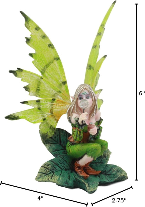 Ebros Mythical Goddess Green Earth Pixie Dust Fairy Blowing Crystal Bubble Statue 6" Tall Whimsical Tribal Gaia Faerie Fantasy Sculpture...