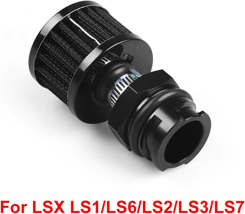 Dyno Racing Aluminum Billet Valve Cover Adapter Oil Cap Breather Fitting AN10 & Filter Accessory Compatible With LX LSX LS1 LS2 LS3 LS6 LS7...