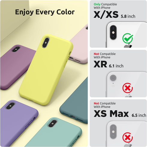 SURPHY Designed for iPhone Xs Case and for iPhone X Case with Microfiber Lining, Thickened Liquid Silicone Phone Case for iPhone X XS 5.8 inches, ...