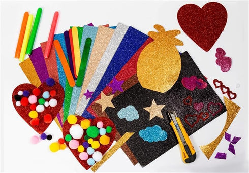 Time 4 Craft Glitter Paper - Sparkle up Your Creations with 11.8" x 8.3" Red Color 235g Sheets, Ideal for DIY Crafts and Art Projects, 12 pcs...