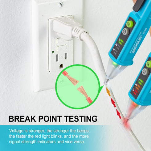 ALLOSUN Non-Contact AC Voltage Detector, Electrical Circuit Outlet Tester, Dual Sensitivity Range,12V-1000V/48V-1000V,LCD Display,Live Wire Tester...